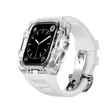 Apple Watch case and band | Polycarbonate case with rubber strap | central frame silver/gold | made of polycarbonate 