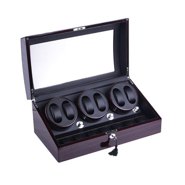 Roma Series - 6 Slot Watch Winder | with additional storage space | in wood and black