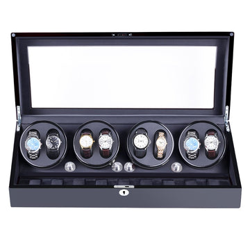 Roma Series - 8 Slot Watch Winder | with additional storage space | in black